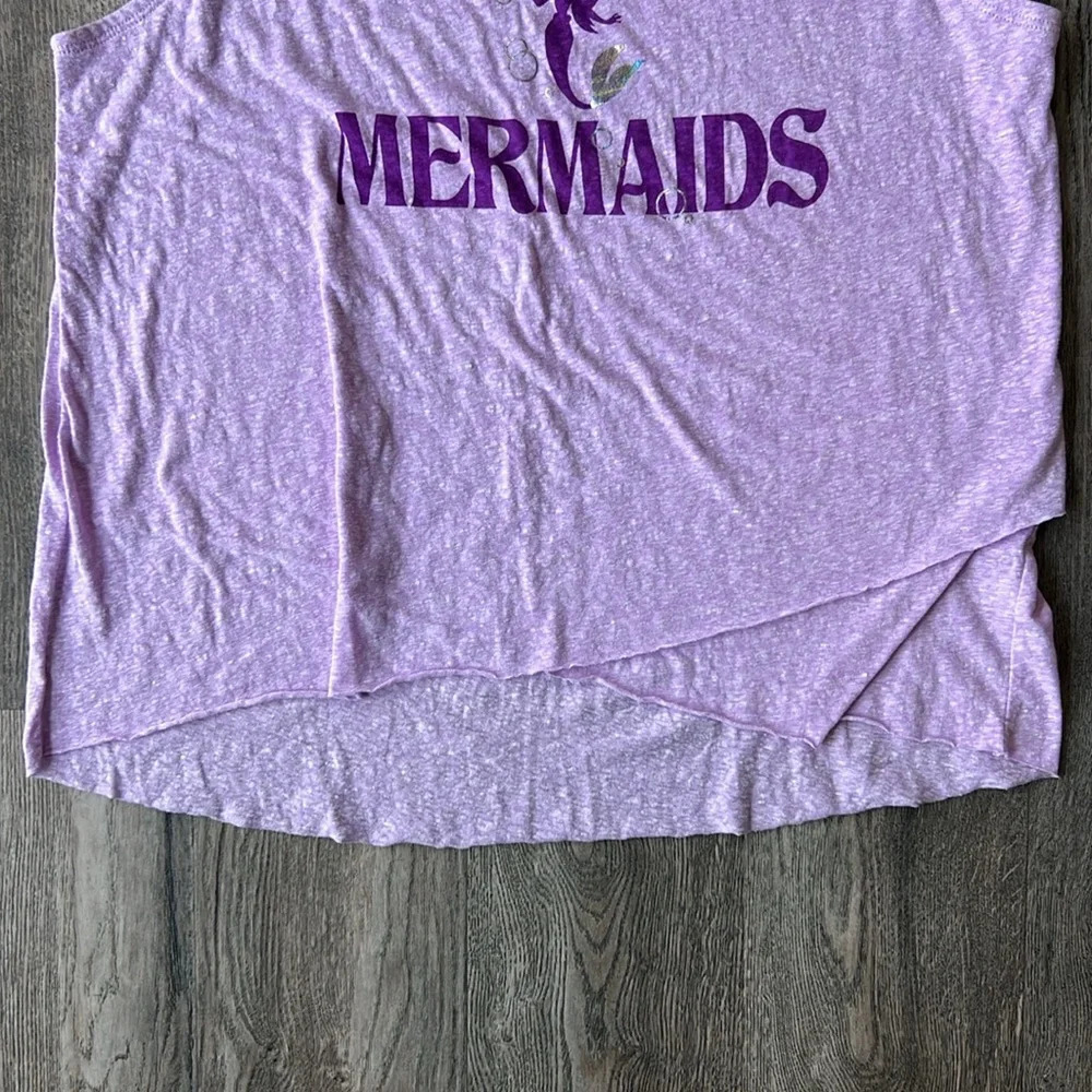 Disney Top Purple Lets Be Mermaids Tank Top Size Extra Large Sleeveless Ariel - Picture 3 of 5